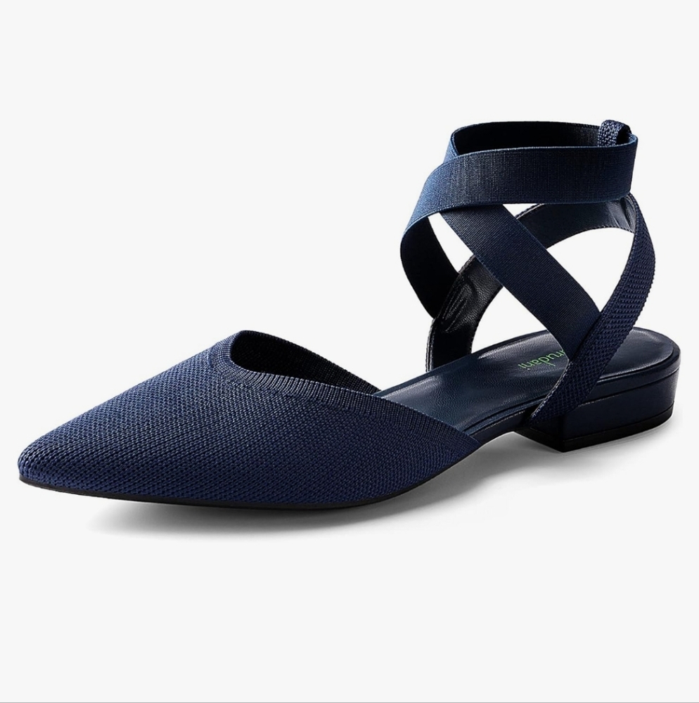 Burudani Navy blue ankle strap ballet flat